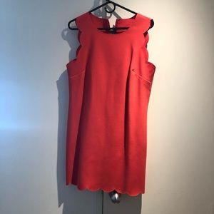 Coral J.crew Scallop Dress